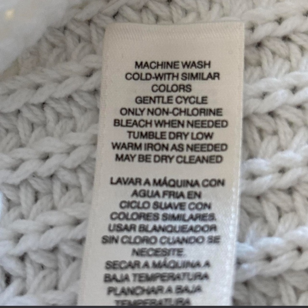Women’s Ivory Chunky Knit Fringe Open Front Cardigan Sweater Size Small - Picture 5 of 6